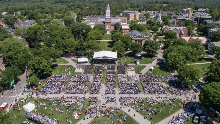 Aerial view of the Green during Commencement