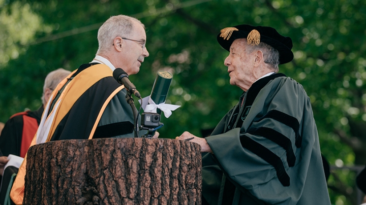 Frank J. Guarini receives an honorary degree from Dartmouth.