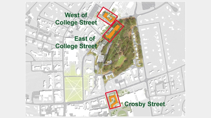 Three sites have been identified as potential locations for a 350-bed residence hall