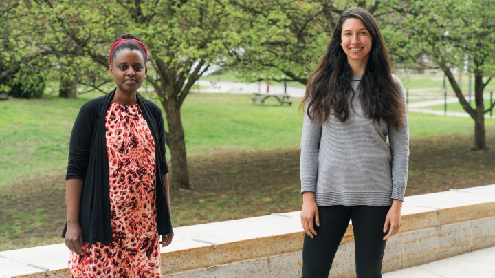 Glorieuse Uwizeye (left), a Rwandan genocide survivor and anthropology postdoctoral fellow of the Society of Fellows, and Zaneta Thayer, an assistant professor of anthropology.