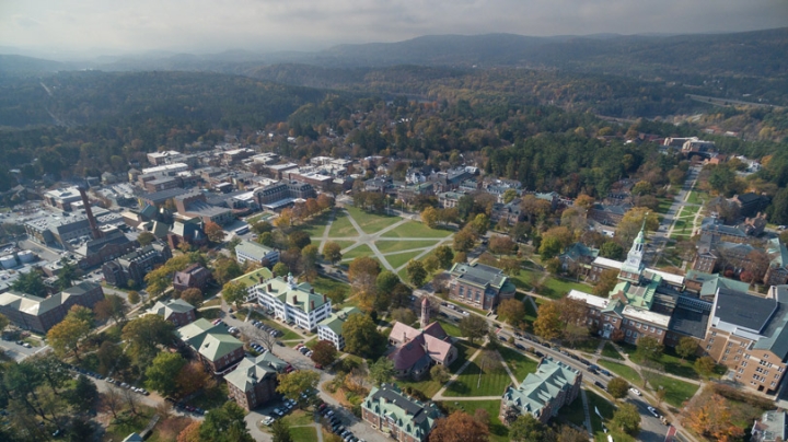 Aerial summer view of campus