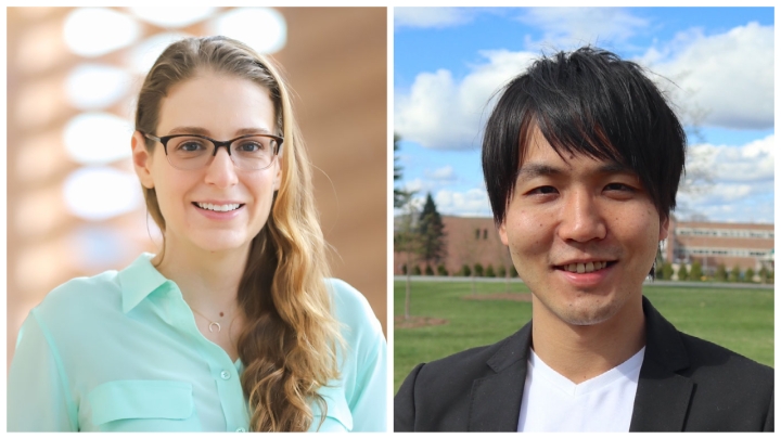 Amanda Amodeo, assistant professor of biological sciences, and Yuki Shindo, a postdoctoral research fellow in Dartmouth's Amodeo Lab.
