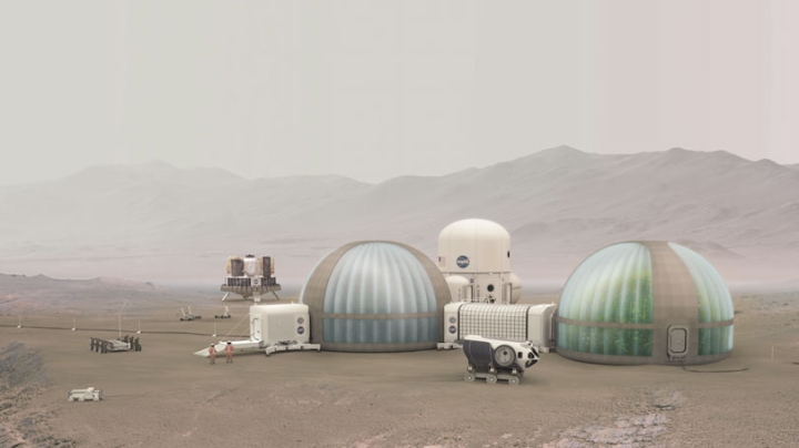 Artist’s rendering of an early Martian outpost