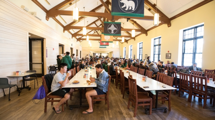 Students eating in the dining hall