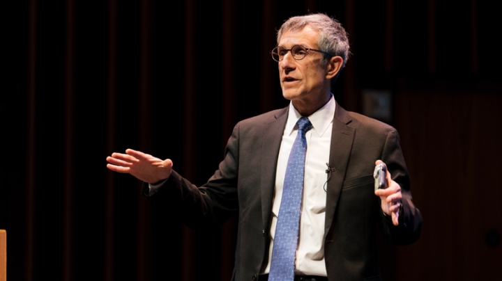 Provost Joseph Helble speaks at the Town Hall meeting on January 8, 2020. 