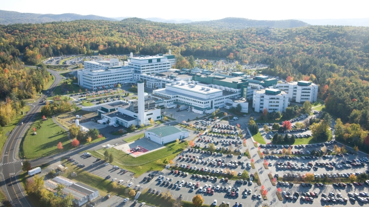 Aerial view of DHMC in fall