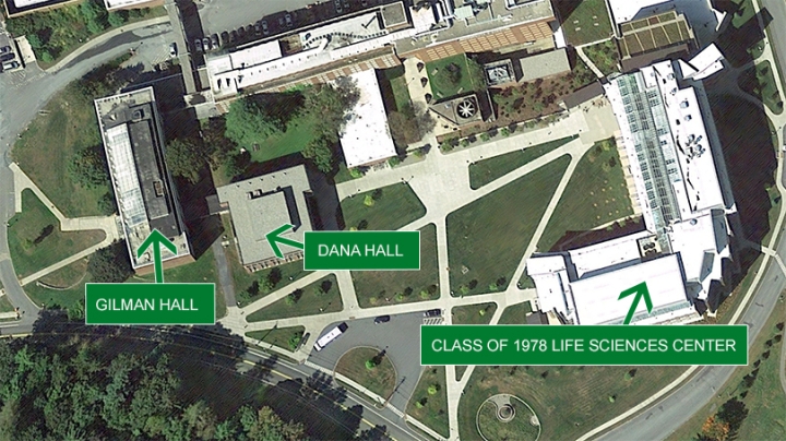 a satellite image of Dartmouth's campus