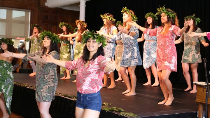Members of Dartmouth’s Hokupa’a club perform traditional dances 