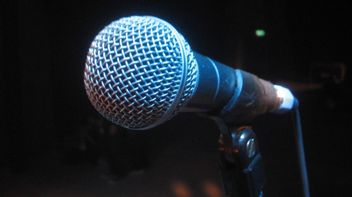 microphone in blue light