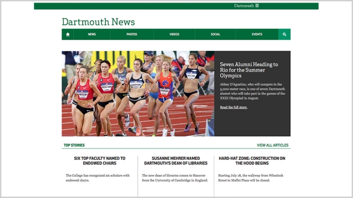 Dartmouth News Home page