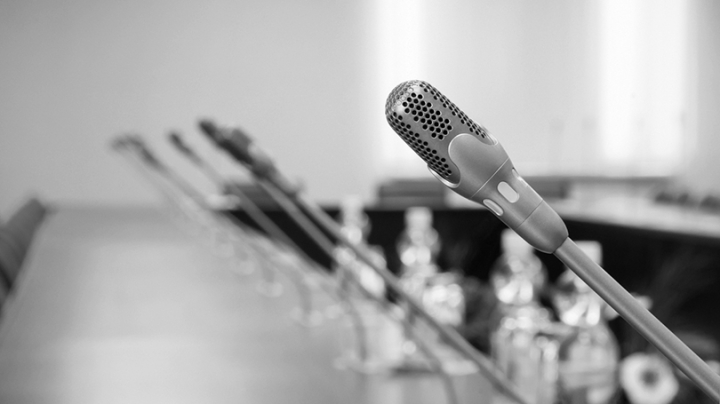 microphones lined up on a table