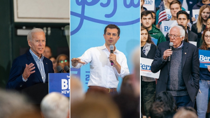 Democratic presidential candidates, from left, former Vice President Joe Biden, the South Bend, Ind., mayor Pete Buttigieg, and Sen. Bernie Sanders (I-Vt.), brought their campaigns, and national attention, to the Dartmouth campus in the last two months.