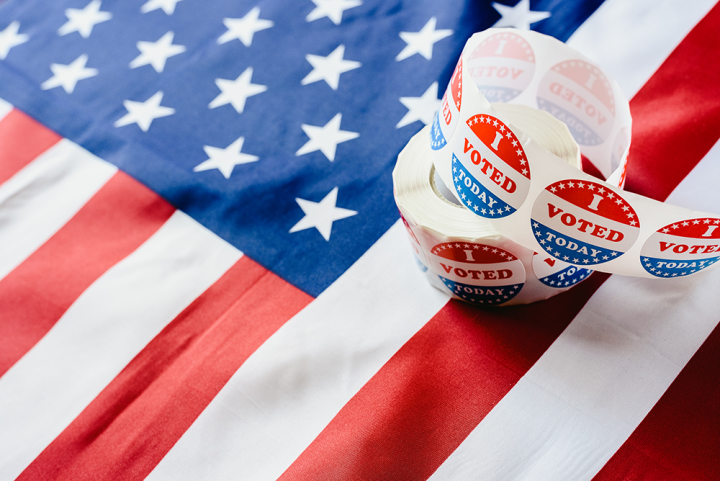 Flag, vote stickers