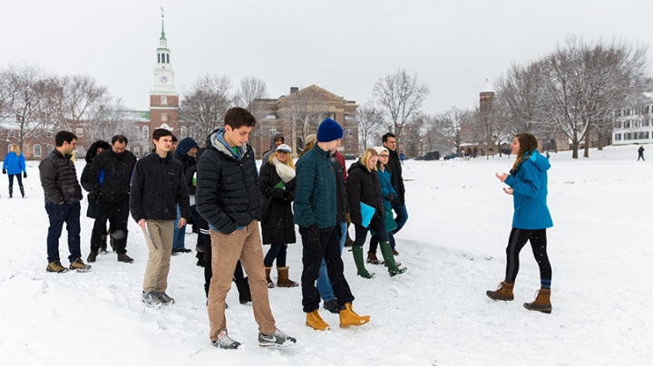 students touring Dartmouth's campus