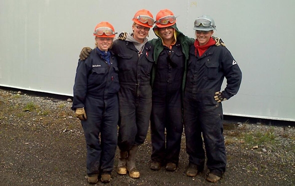Maya Johnson ’14 with co-workers, Tesoro Oil Refinery, Kenai, Alaska.