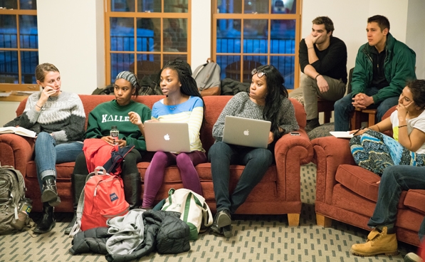 Students having a group discussion