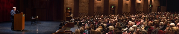 Salman Rushdie at Spaulding Auditorium.