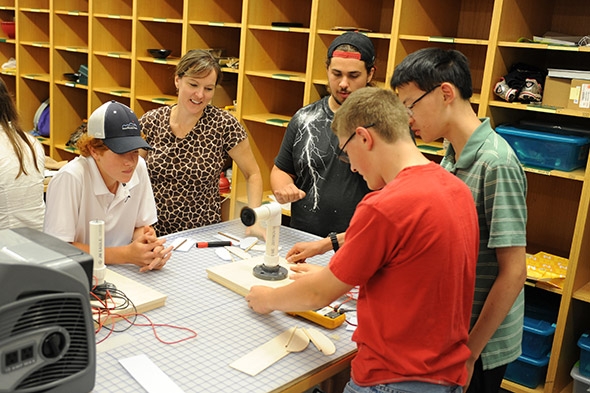 Vicki May with students