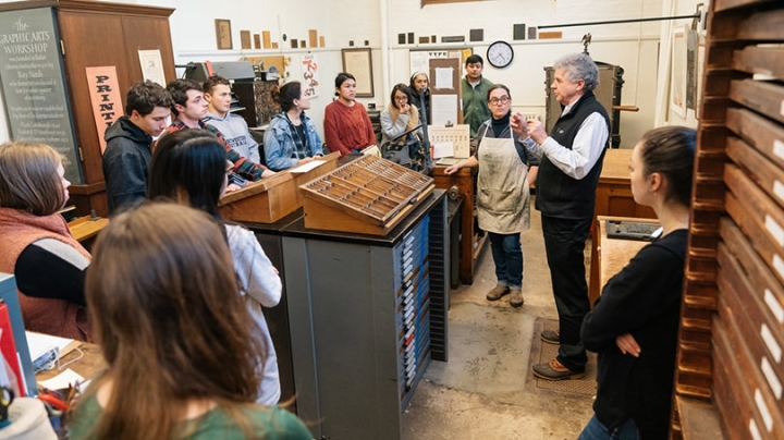 Earlier this year, Professor Colin Calloway’s “Pen and Ink Witchcraft” class learned to make prints using Cherokee type in the Book Arts Workshop.