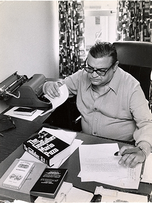 Puzo at work in his office on the Paramount Lot, 1969