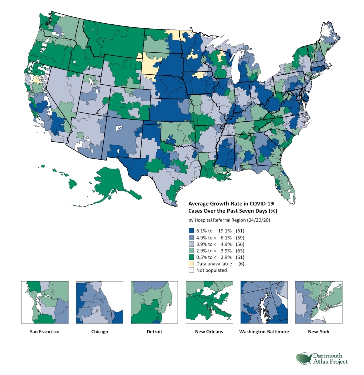 Growth Rates of COVID-19 in U.S. Hospital Referral Regions