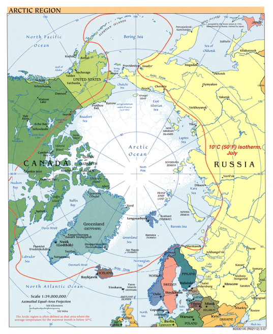 Arctic Region (Political) map 2007