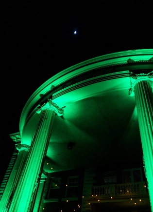 Collis lit up with green lights